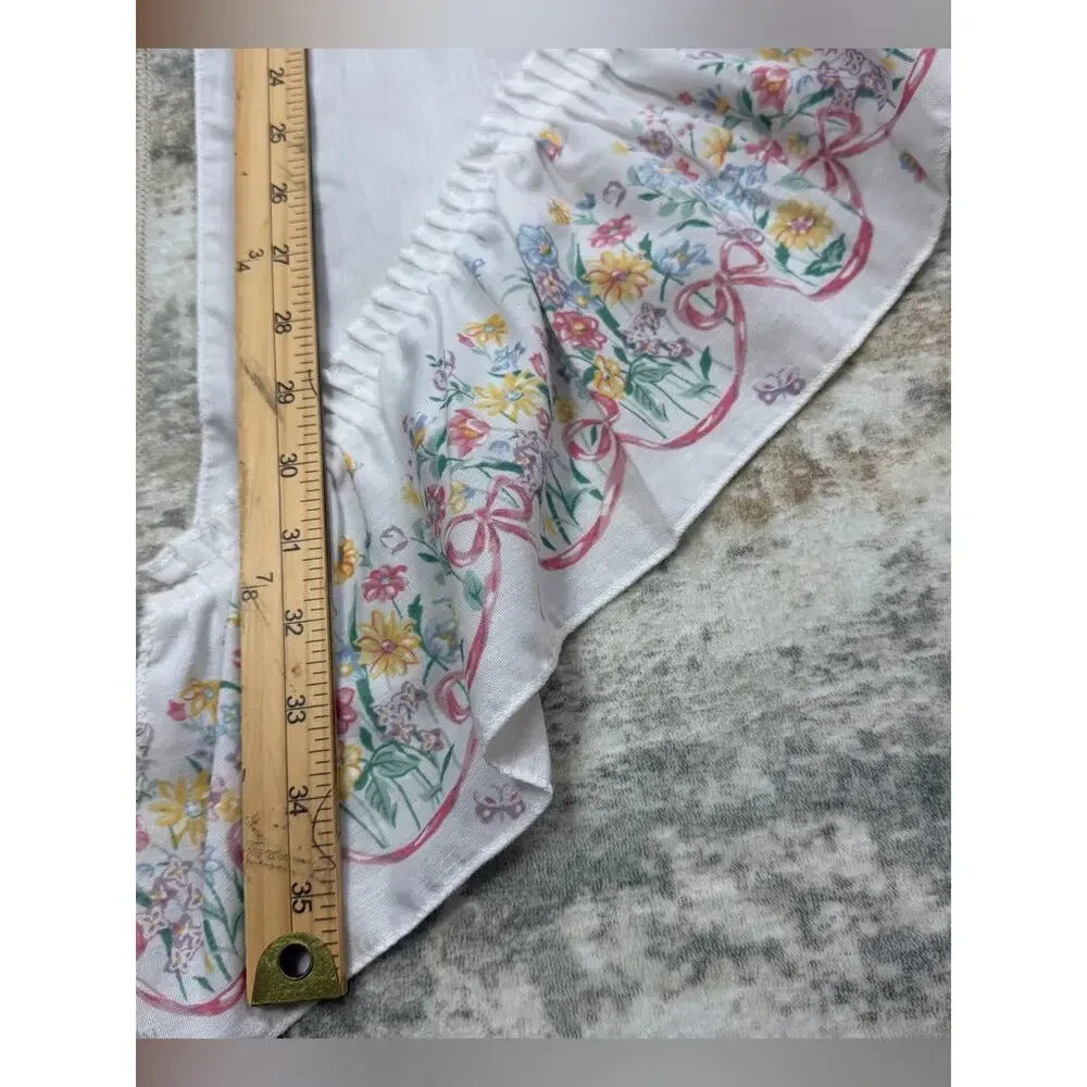 Vintage 4-Pc Cottagecore Cafe Curtains Valance Floral Butterflies USA